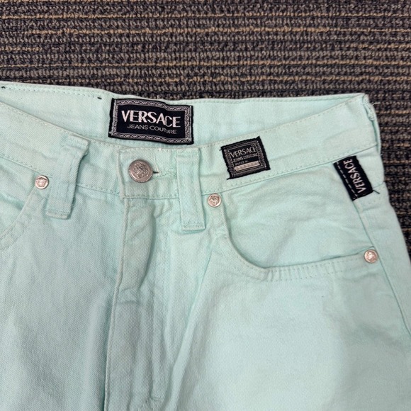 Versace Jeans Couture Pants Womens 26 Mint Green Good High Rise Tapered Italy - Picture 8 of 12